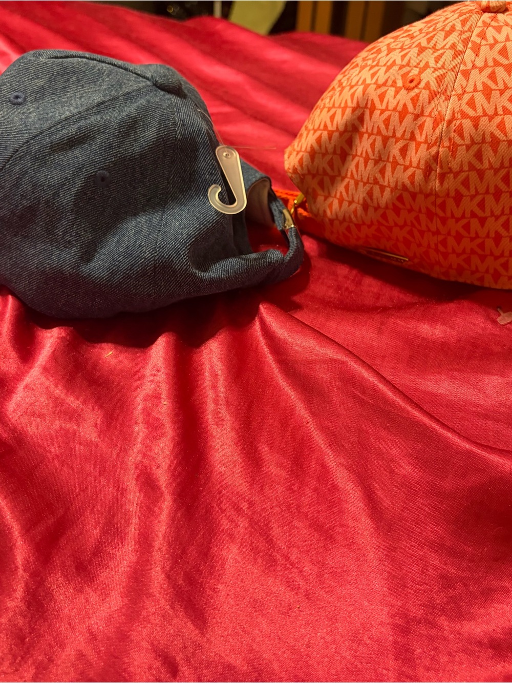 Michael Kors Orange All-Over MK Logo Baseball Cap and brand new denim hat! - Picture 4 of 8